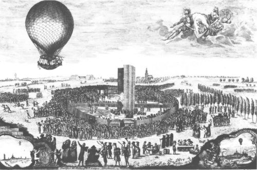 Blanchard startet im Heißluftballon von der Bornheimer Heide