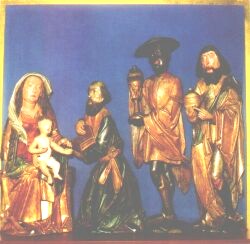 Spätgotische Figurengruppe der Anbetung der hl. Drei Könige