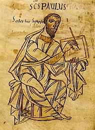 Der schreibende Paulus in einer frhmittelalterlichen Ausgabe seiner Briefe